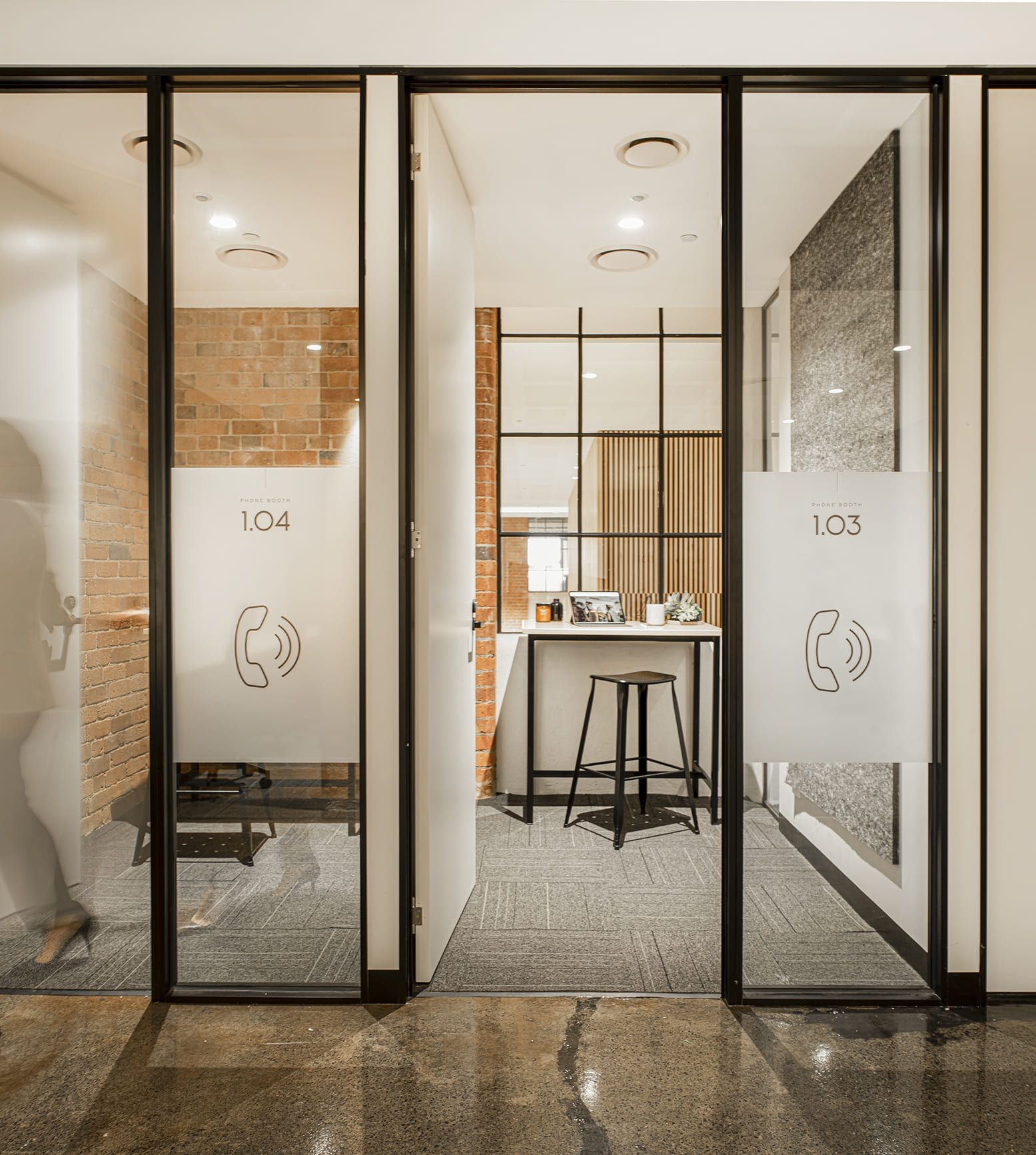 phone booths for private calls and videocalls