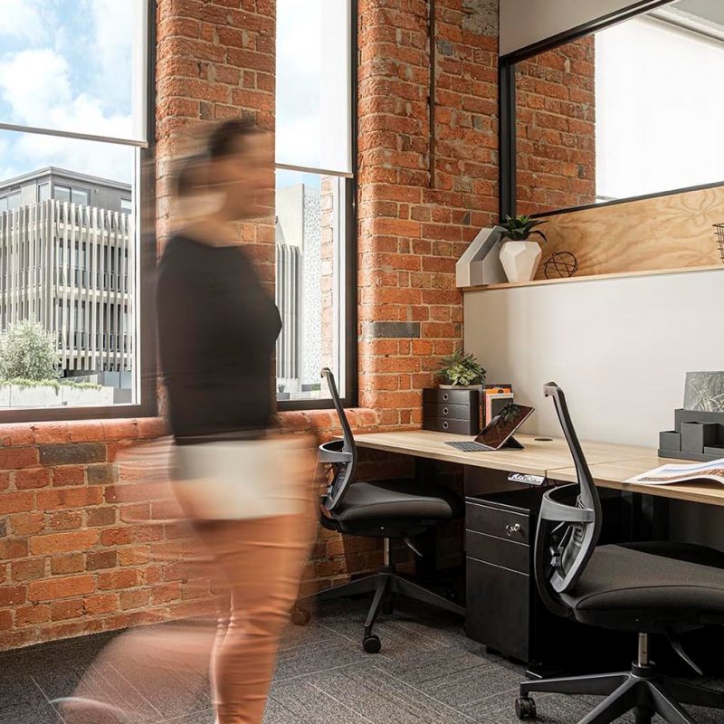 woman working in modern office space