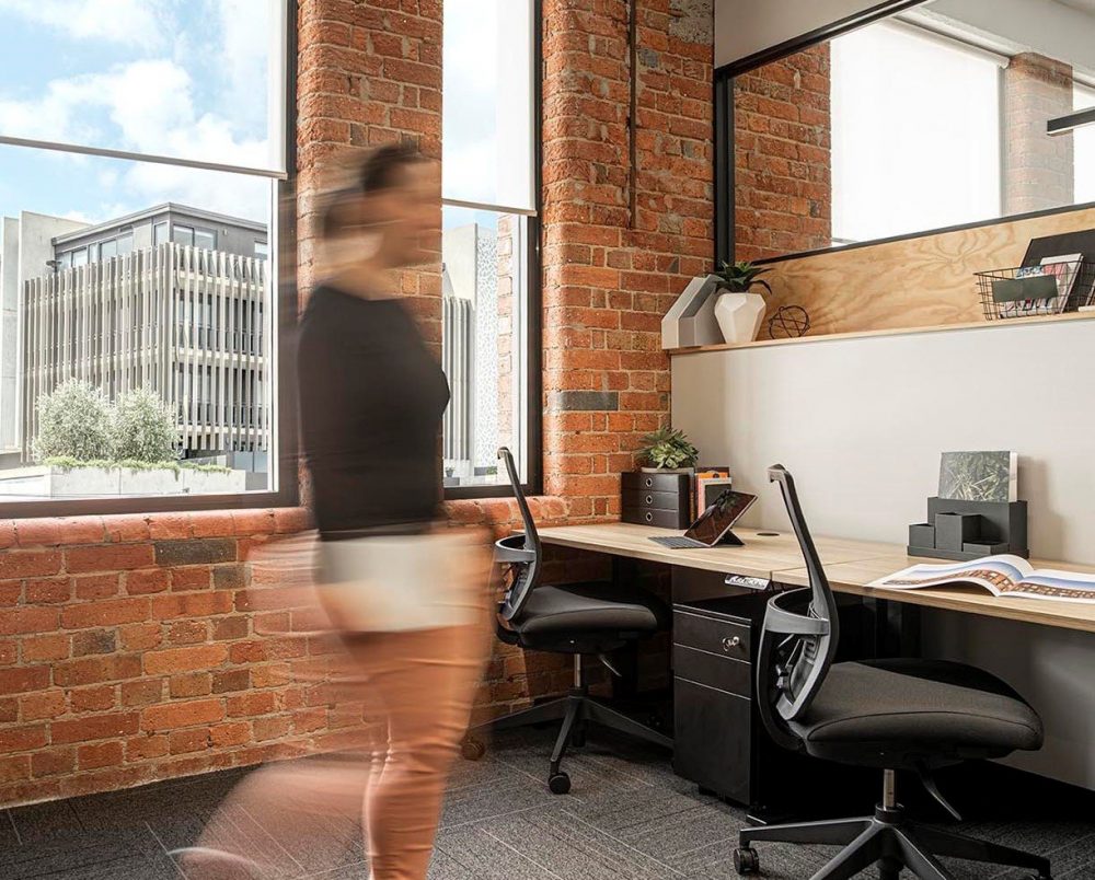 woman working in modern office space